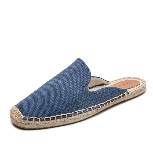 Eobzunu Men's Mule Espadrilles Shoes - Fashion Espadrilles for Men Comfort Breathable Espadrille Flats Suitable for Both Outdoor and Indoor(Dark Blue,9.5)