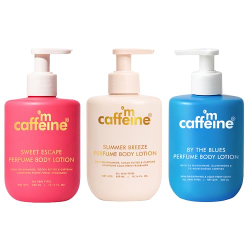 Image of mCaffeine Perfume Body Lotion Trio |Sweet Escape, Summer Breeze & By The Blues Body Lotion (900 ml)