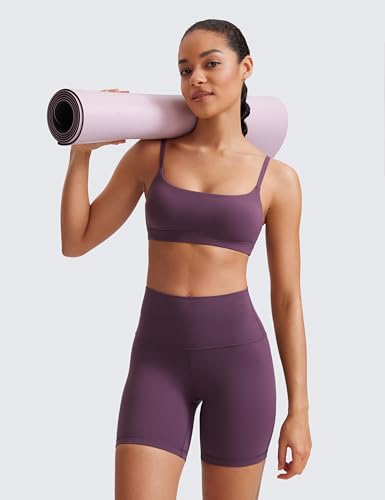 Image of CRZ YOGA Butterluxe Scoop Neck Sports Bras | Light Support, Removable Pads, Yoga, Extremely Soft, U Back, Adjustable Spaghetti Straps, for Women
