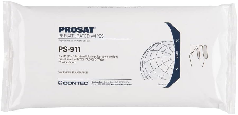 PS-911 PROSAT Wipe, 11" Length x 9" Width (Pack of 30)
