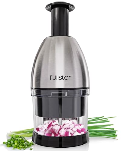 Fullstar Onion Chopper for Vegetables - Stainless Steel Manual Hand Food Chopper With Nut and...