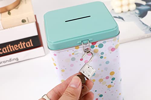 I-TOTAL® - Lustige Spardose mit Vorhängeschloss und Schlüssel/ Metallmünzgeldbörse mit Schloss (BUBBLES)