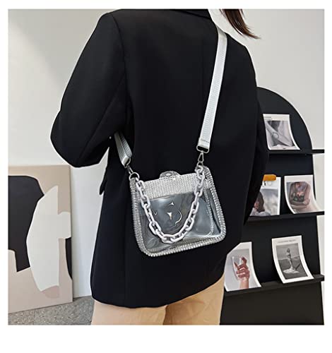Image of Clear Evening Purses Mini Clutch Bags Women's Crossbody Rhinestone Handbags Shiny Shoulder Bag
