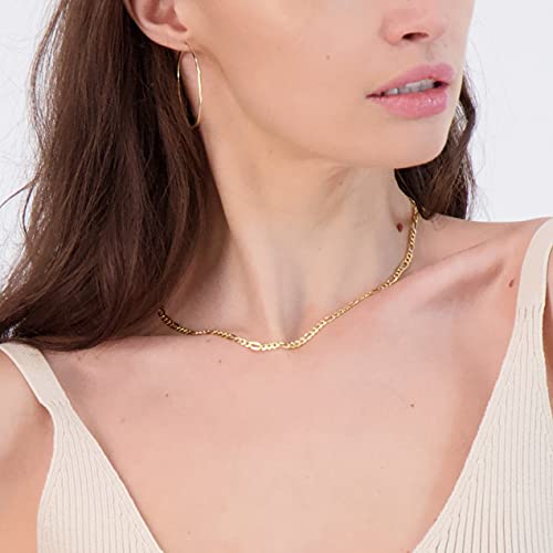 Pori Jewelers 14K Yellow Gold 2.5Mm, 3.5Mm, 4.5Mm, Or 5.5Mm Figaro Link Chain Necklace- Made In Italy- Multiple Lengths Available (3.5Mm, 18 Inch) #TOP3