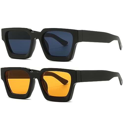 Image of AIEYEZO Square Sunglasses for Women Men Square Thick Frame Sun Glasses Simple Designer Style Shades