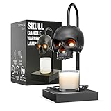 New - Skull Candle Warmer Lamp with Timer and Dimmer *Candles NOT Included – Gothic Candle Lamp Warmer w/Adjustable Height, 2 Light Bulbs – Skull Decor, Halloween Lamps for Spooky Home & Witchy Gifts