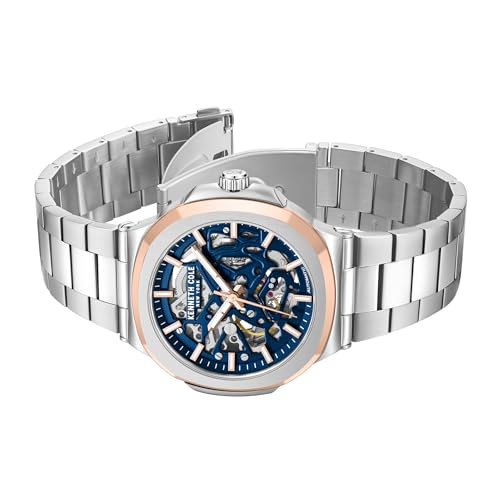 Image of Kenneth Cole Automatic Blue Dial Silver Stainless Steel Strap Watch for Men - KCWGY0046201MN