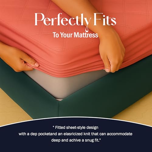 Image of TAG 24 Waterproof Cotton Quilted Mattress Protector Breathable Queen Size Hypoallergenic Noiseless Ultra Soft Fitted Bed Cover 78x60 inch (78x60 inch | 6.5x5 ft, Maroon)