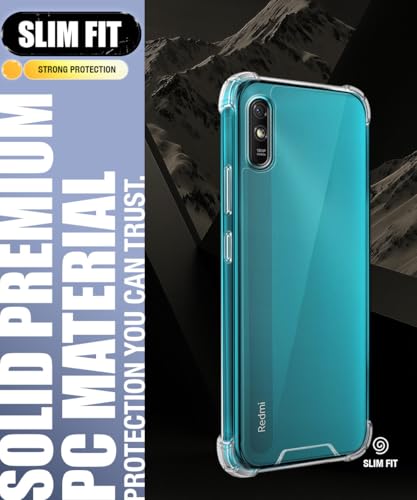 Image of WOW IMAGINE Ultra-Hybrid Crystal Clear Back Case for Redmi 9A | 9i | 9A Sport | Shockproof Design | Camera Protection Bump | Hard Clear Mobile Back Cover with Cushioned Edges - Transparent