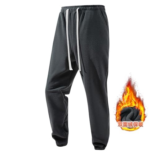 Mens Winter Fleece Sweatpants Casual Elastic Waist Warm Lounge Pants Loose Soft Outdoor Workout Jogger Trouser2