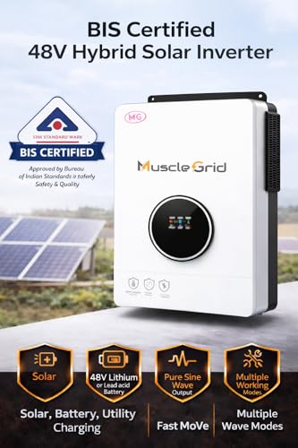 Image of MuscleGrid (BIS Certified) 6.2 kW True Hybrid Solar Inverter • True MPPT • Pure Sine Wave • LCD Display • Wall Mount • (2026 Model)