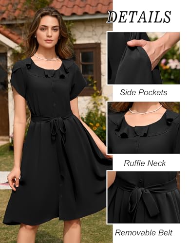 Image of Wedtrend Women's Vintage Dresses with Pocket Midi Retro Cocktail Dress Tea Party Church 1950s Dresses for Women