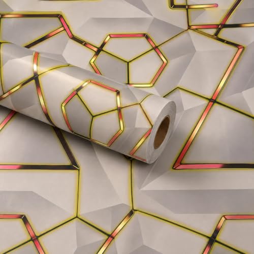 Image of Wings Star Wall Stickers DIY Wallpaper (45 x 500 CM, Beige & Gold) | Self Adhesive PVC Roll | Home Decoration for Living Room Hall Bedroom | Easy Peel and Stick Decor Paper