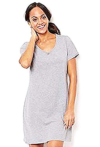 Nautica Womens Short Sleeve V-Neck Sleepshirt Heather Grey