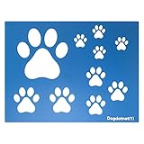 Dogdotnet First Dog Cat Paw Print Stencils Sheet Template, various Paw Print sizes, 4', 2', 1.5' and...