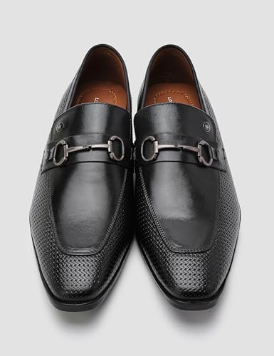 Image of Louis Philippe Men Premium Leather Breathable Lining Material Anti Slip with Heel TPR Sole Formal Slip-on Shoes
