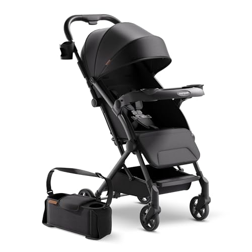 Image of Mompush Lithe V2 Lightweight Travel Stroller, Compact Foldable Baby Stroller with Travel Bag, One-Hand Fold Stroller, Snack Tray, Mechanical Recline Seat, Airplane-Ready, Organizer & Rain Cover