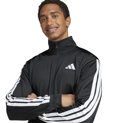 adidas Men's 3-Stripes Tricot Regular Sportswear Track Top, Black, Medium/Tall by adidas - Image 2