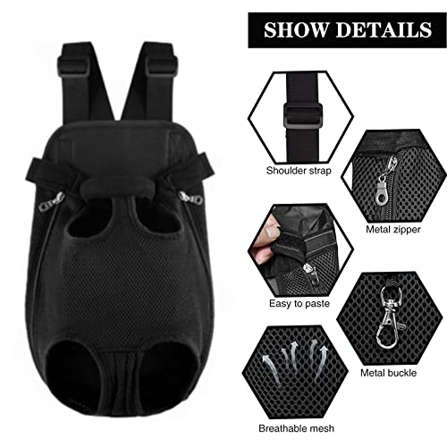 Pet Carrier Backpack - Adjustable Pet Front Cat Dog Carrier Backpack Travel Bag, Legs Out, Easy-Fit for Traveling Hiking Camping for Small Medium Dogs, Size L, Black - Thumbnail 4