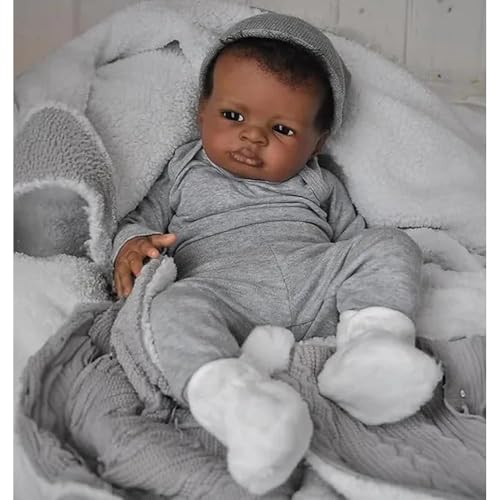 Muñeco Reborn Niño Negro Realista 20 Pulgadas miniatura 1