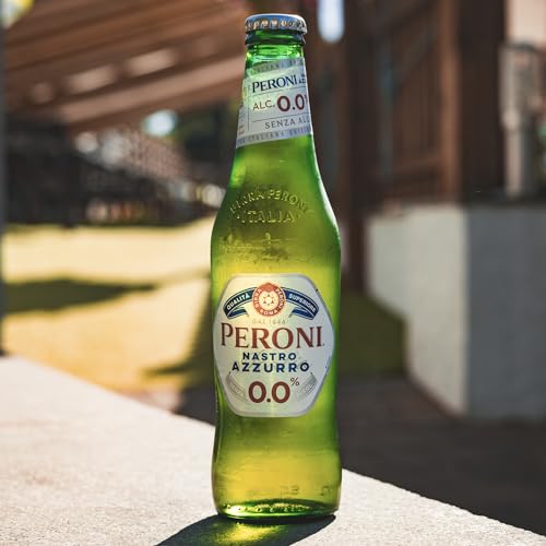 Peroni Nastro Azzurro 10 Pack 0.0 NA Beer Non-Alcoholic Lager Brew 11.2oz Bottles - Authentic Italian Taste Without Alcohol - Refreshing Zero Alcohol Beer 0g Fat, 18.5g Carbs