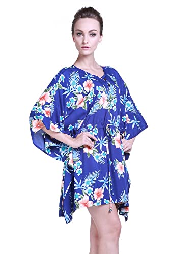 Image of Matchable Family Hawaiian Luau Men Women Girl Boy Clothes in Hibiscus Blue