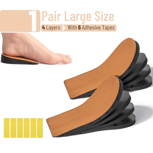 Image of Dr. JK- Adjustable Heel Lifts for Women and Men, 1 Pair, 4 Layers, Large Size, Brown, Shoe Lifts for Uneven Legs