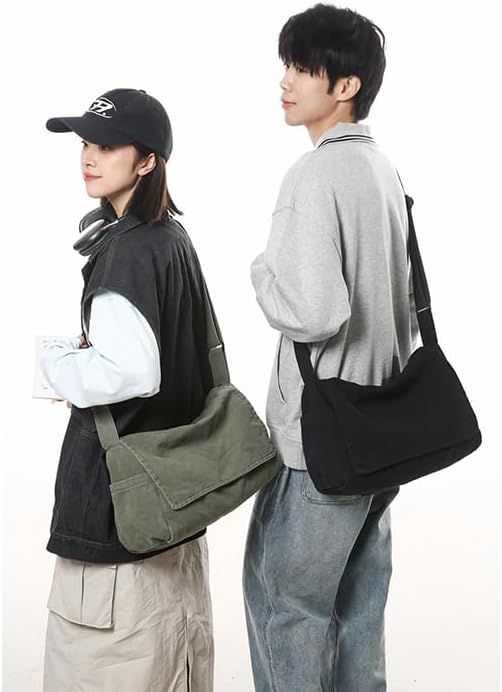 Messenger Bag for Women Men Canvas Satchel Crossbody Shoulder Bag Casual Sling Bag - Image 6