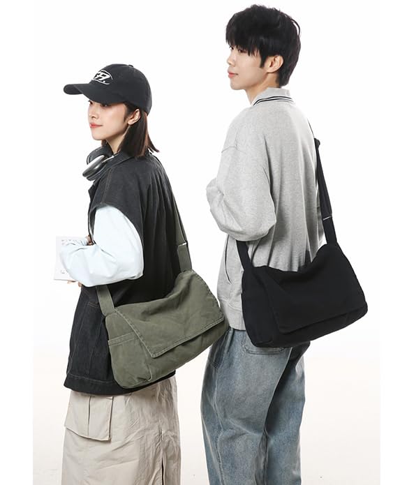 Bolso satchel unisex de lona casual miniatura 6
