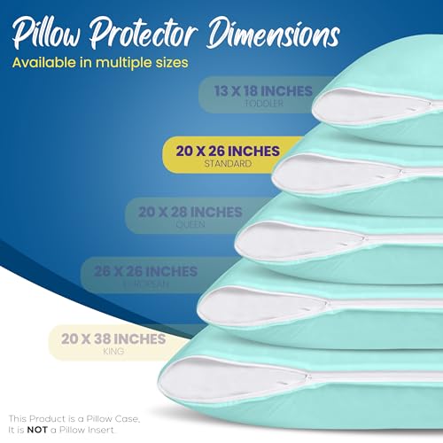 Image of Utopia Bedding Premium 100% Waterproof Pillow Protectors with Zipper Standard Size (Set of 4), Bed Bug and Dust Mite Proof Zippered Pillow Covers, Pillow Encasement Cases, Spa Blue