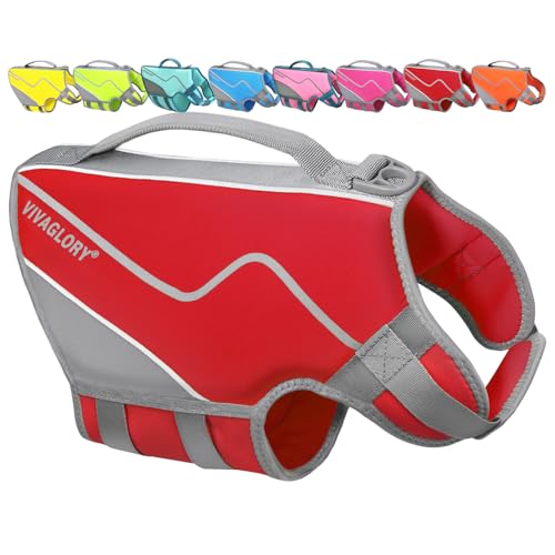 VIVAGLORY Neoprene Dog Life Vest, Dog Life Jacket for Swimming