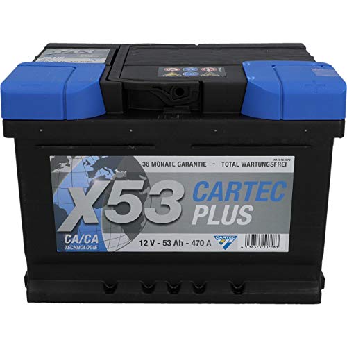 Cartec Plus Auto-Batterie, 53 Ah / 470 A, wartungsfreie Starter-Batterie, mit Calzium Technologie