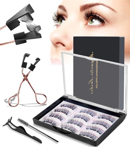 Faux Cils Magnétique 3 Paires sans Colle, 3D Faux Cils Magnétique Naturel Réutilisables avec Pince Magnétiqu, Cils Magnetique Aimant Faciles à Poser, Magnetic Eyelashes pour un Regard Intense (3)