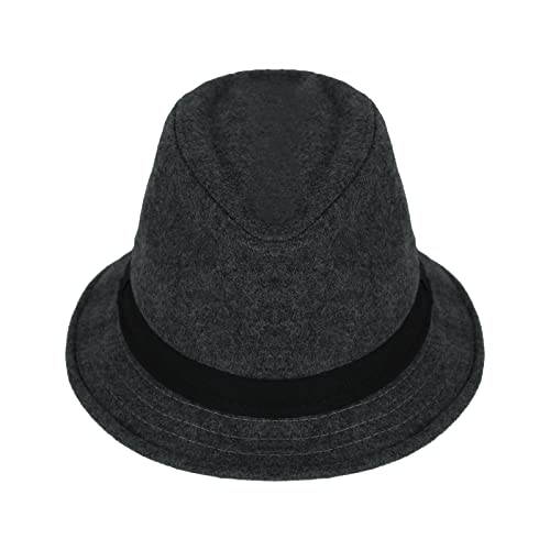 Image of Felt Trilby Fedora Hat Short Brim Panama Jazz Hat 20s Bowler Gatsby Cap for Men Women