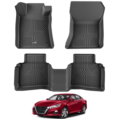 PARTZER Floor Mats for Nissan Altima 2019-2025 (S/SL/SR/SV/Platinum), All Weather TPE Custom Fit Car Mats Protection Anti-Slip Floor Liners Nissan Altima Accessories, 1st & 2nd Row
