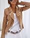 Mfhmom Damen Wildlederjacke Kurz Übergangsjacke Bikerjacke Reverskragen Leichte Jack Reißverschluss Frühling Herbst Suede Kurzjacke Moto Blouson Langarm Mantel Streetwear Outwear (L,A)