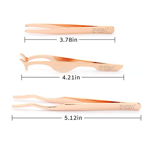 EMEDA 3pcs False Eyelash Applicator Tool Fake Lashes Tweezers Eyelashes Extension Tweezers Remover Clip Tweezers Nipper Eyelashes Tweezers for Strip Lashes Easy Lash Applicator Tools Kit （Rose Golden） - Thumbnail 6