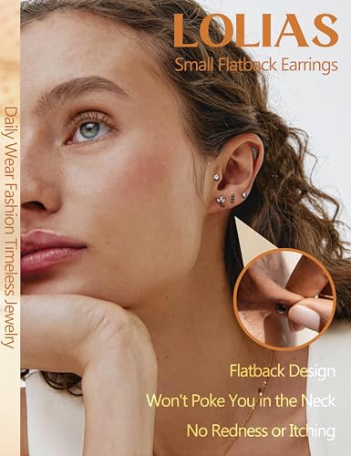 LOLIAS 24Pcs Cartilage Earrings for Women Men 20G Surgical Steel Flat Back Stud Earrings CZ Helix Conch Small Flatback Earrings Hypoallergenic Nap Earrings2