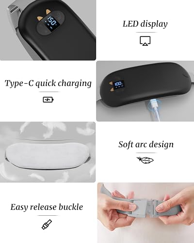 Image of FSA HSA Eligible Portable Heating Pad for Cramps, Upgrade Cordless Electric Period Fast Heating Pad for Back Pain Relief Menstrual Belt 6 Heat 6 Massage Modes Gift for Women Girls Her Girlfriend Black