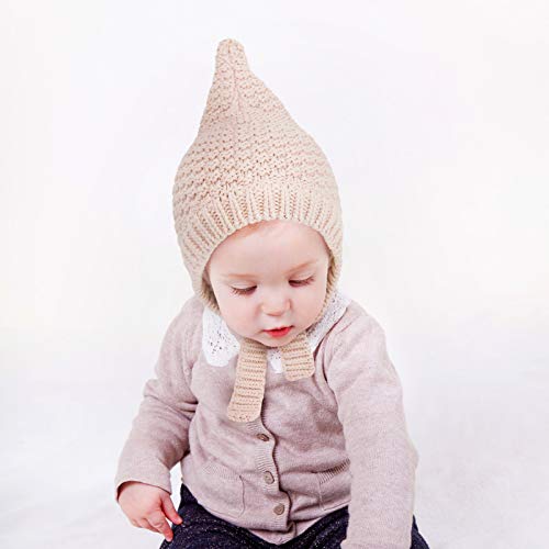 JELLYTREE Baby Hat Winter Bonnet Toddler Earflap Hat Warm Thick Knit Infant Cotton Lined Pixie Gnome Beanie Set 3m 6m 12m2