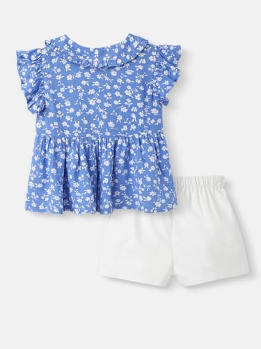 Image of Nautinati Baby Girls Printed Flutter Sleeve Top with Shorts Clothing Set | Age 0-3 Years