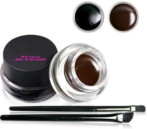 2 In 1 Jet Black Waterproof Matte Gel Kajal And Powder Cake-image-49
