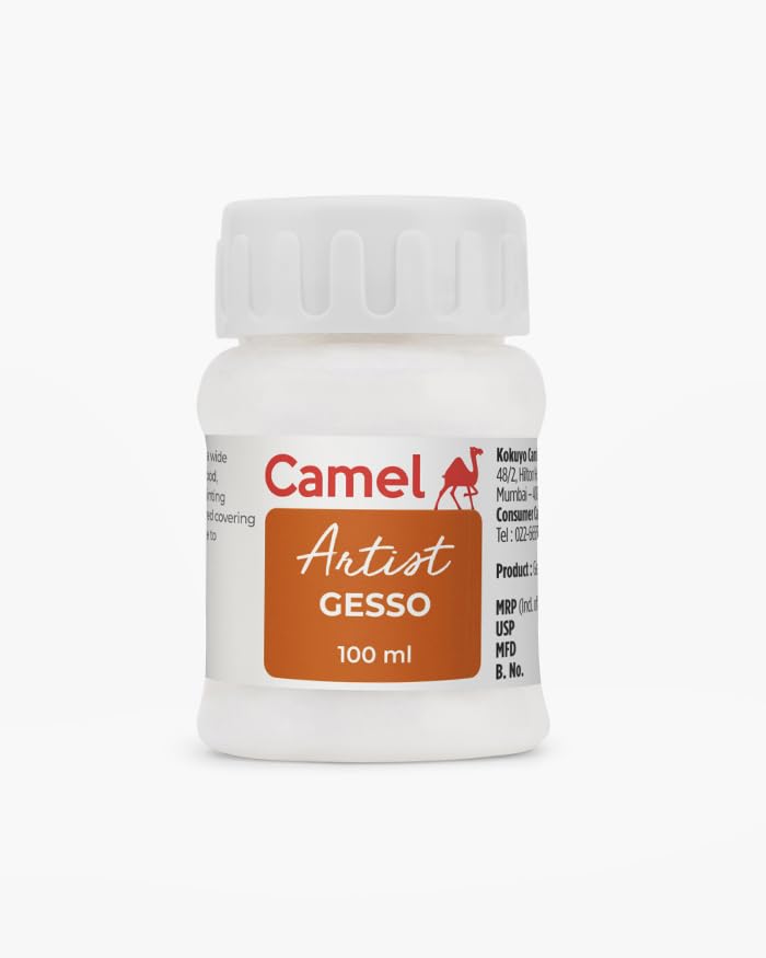 Image of Camel Artists Gesso White 100 ml | Acrylic Primer for Canvas, Paper & Wood | Smooth Base for Acrylic & Oil Painting