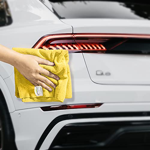 Image of SOFTSPUN Microfiber Cloth - 3 pcs 40x40 cms 340 GSM Yellow Thick Lint & Streak-Free Multipurpose Cloths Automotive Microfibre Towels for Car Bike Cleaning Polishing Washing & Detailing.