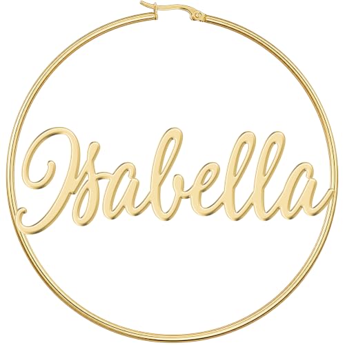Custom Name Hoop Earrings for Women, Personalized Statement Gift, Gold