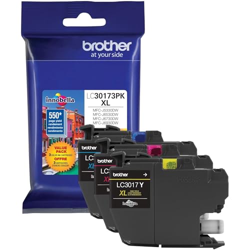 Brother Printer LC30173PK High Yield XL 3 Pack Ink Cartridges- 1 Ea: Cyan/Magenta/Yellow Ink