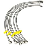 6 PK 24 Inch Faucet Supply Lines, Heavy Duty Stainless Steel Braided Water Hose (3/8' Compression x 1/2' FIP), Burst Proof Flexible...