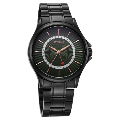 Image of Titan Karishma Quartz Analog with Date Green Dial Stainless Steel Strap Watch for Men