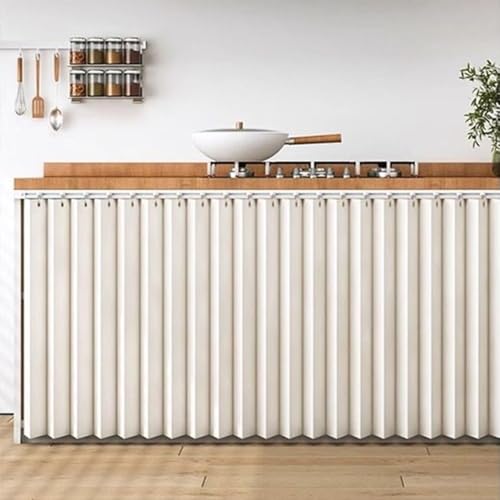 Rideau armoire dressing accordéon pour optimiser le rangement beige