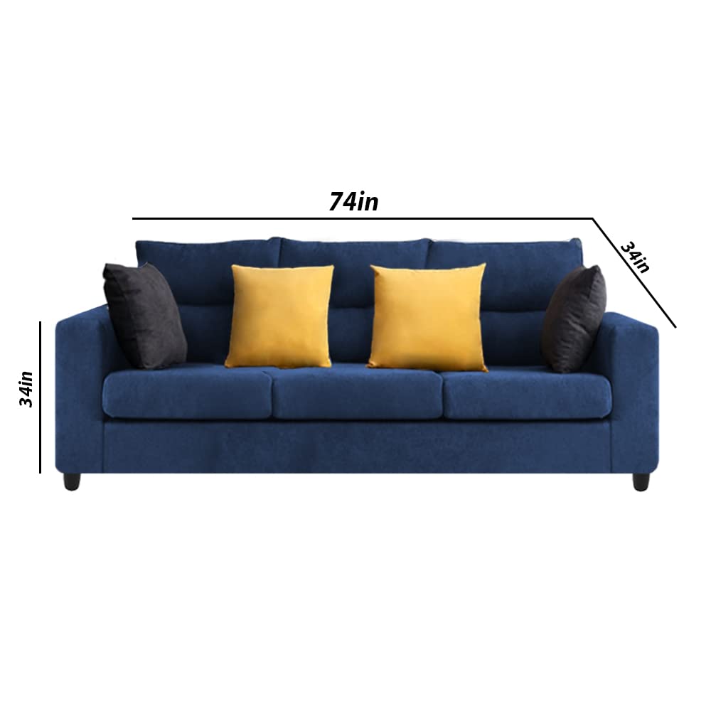 GRAPEWOOD - Krazel 3 Seater L Shape Sofa Set for Living Room (Blue Fabric) 1